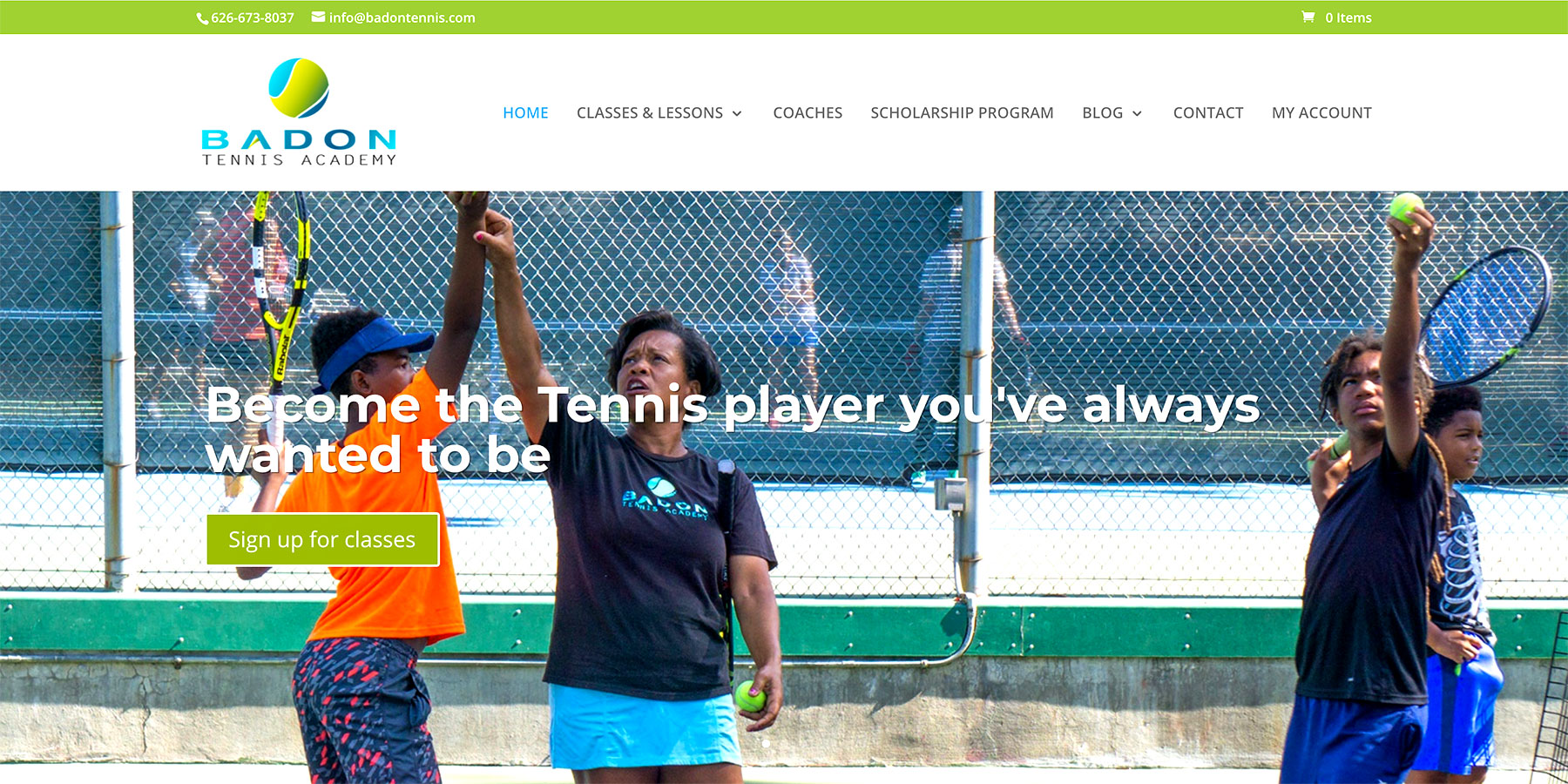 Badon Tennis Academy home page header image 